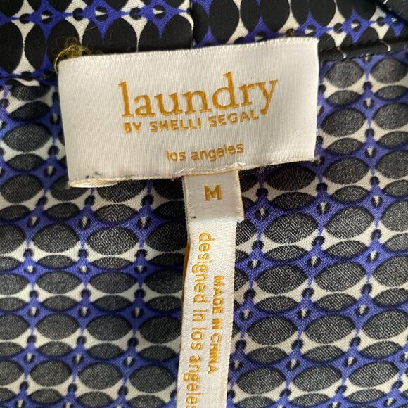 EUC LAUNDRY by Shelli Segal Black/Royal Blue Patterned Dressy Tank sz M - Picture 6 of 7